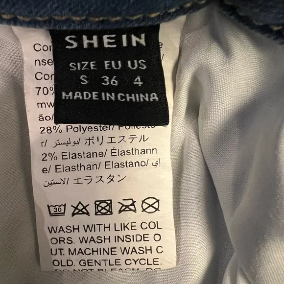 SHEIN Blue Distressed Flare Jeans Size Small, 30” Inseam Y2K Retro Boho Denim - Picture 7 of 8